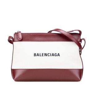 Balenciaga Logo Canvas Leather Shoulder Bag
